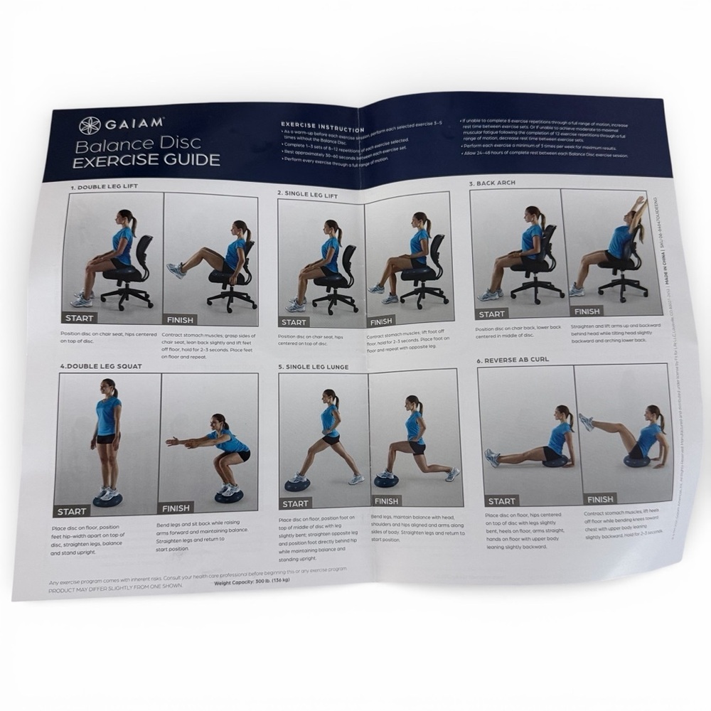 GAIAM Black Balance Disc Stability Cushion Core Trainer Fitness Exercise Tool - Picture 4 of 7